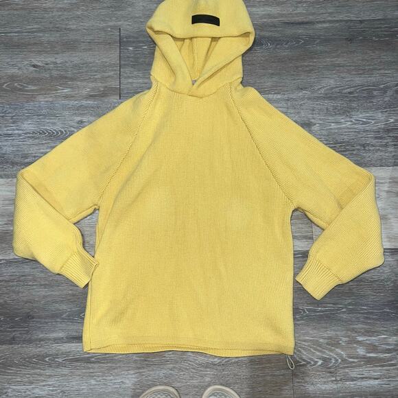 Essentials Fear of God Kids Yellow Knit Hoodie Size 8 - Picture 5 of 5